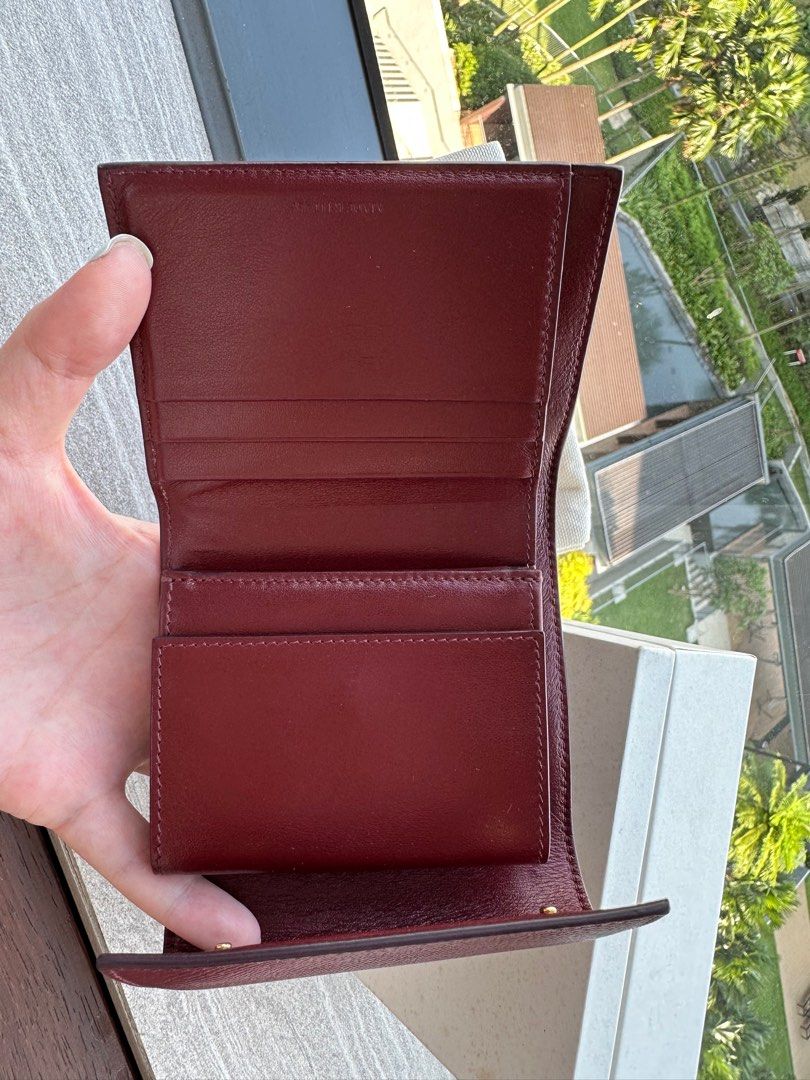 CELINE SMALL TRIFOLD WALLET IN GRAINED CALFSKIN LIGHT BURGUNDY