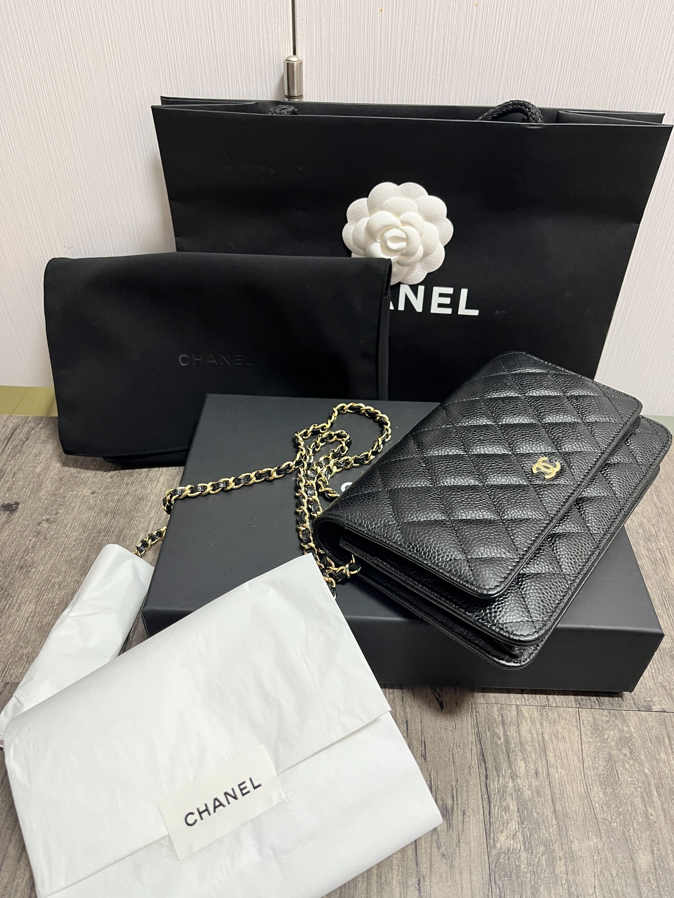 New CHANEL 2023 Wallet on Chain Caviar Leather Black WOC Bag SILVER HW  MICROCHIP