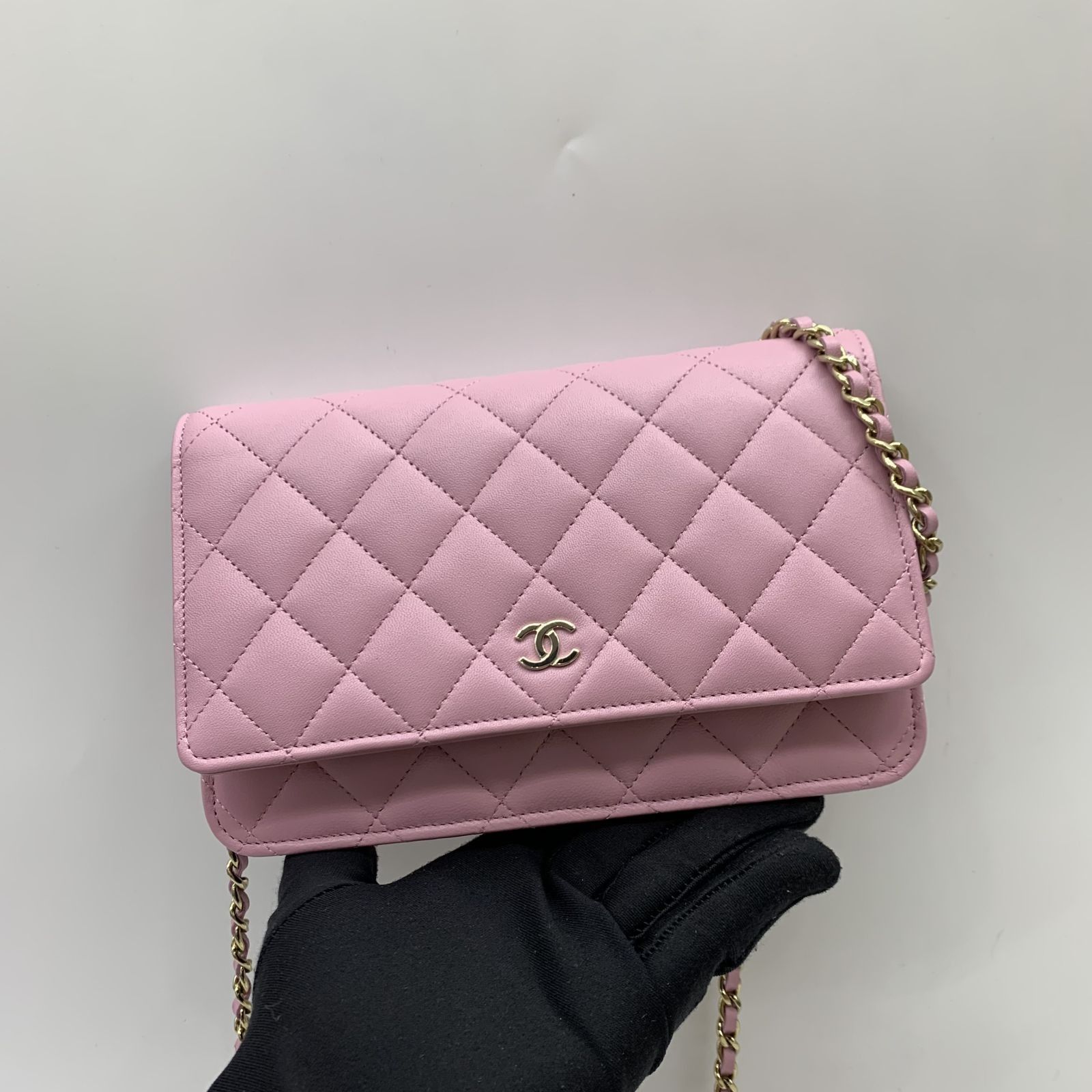 CHANEL LAMBSKIN PINK MATELASSE WALLET ON CHAIN MICROCHIPPED SHOULDER BAG  237027304 TI, Luxury, Bags & Wallets on Carousell