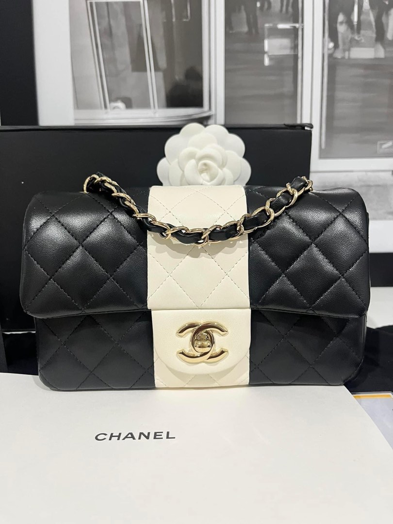 Chanel Pink Mini Flap Bag Quilted Patent Leather Rectangular