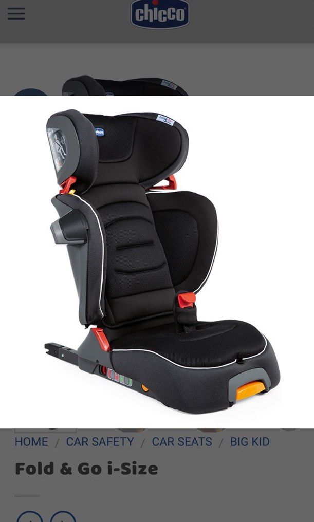 Chicco Fold And Go I size booster car seat ECER129 made in italy