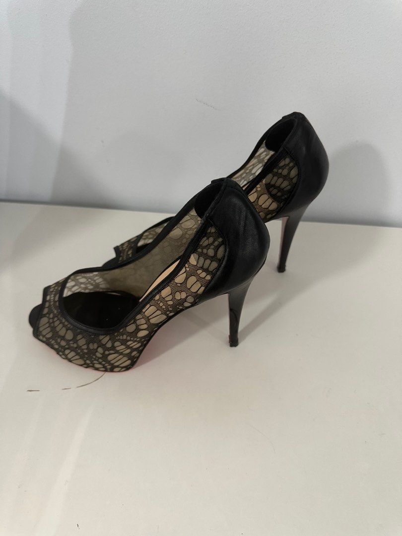 Christian louboutin black new arrivals lace heels