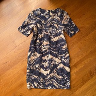 COS Swirl Brush Stroke Print Cotton Silk Dress