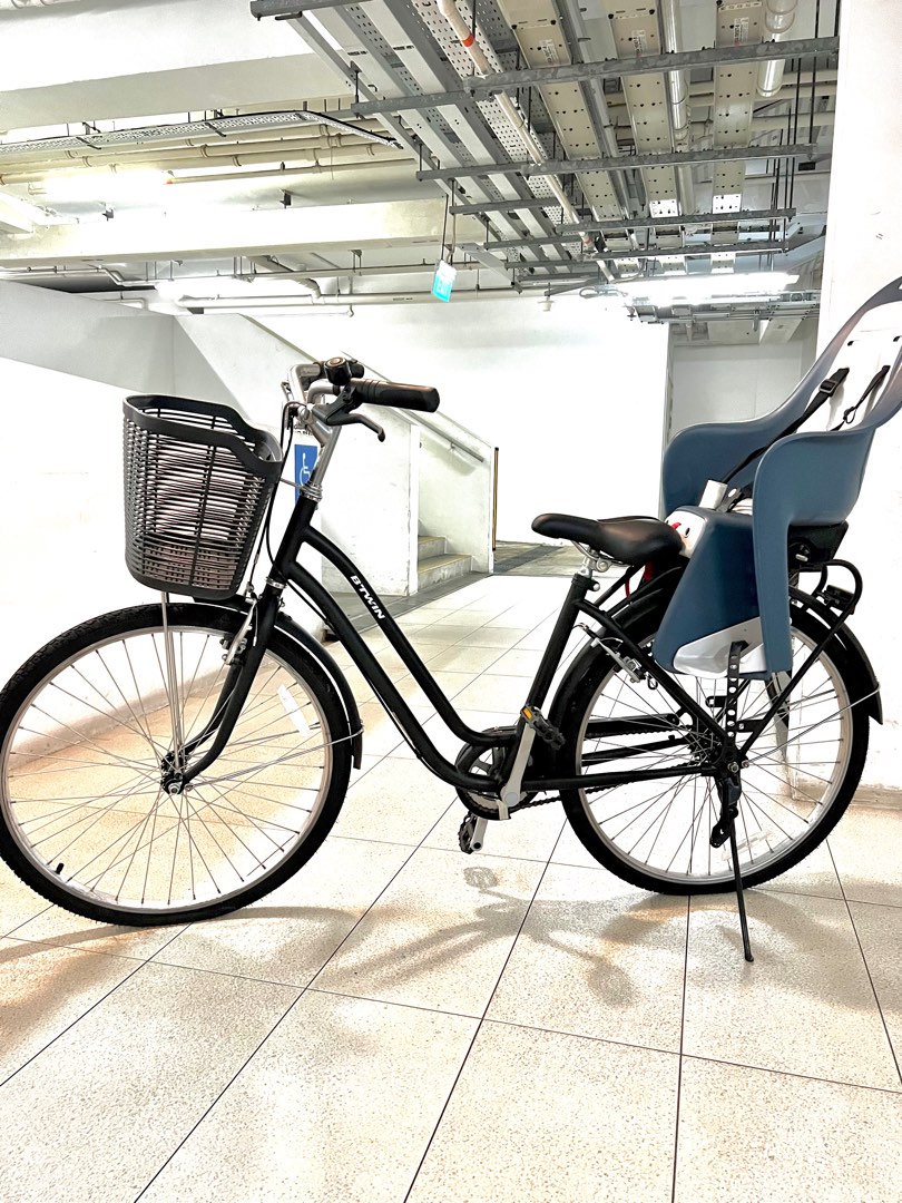 Decathlon City Bike with Child Seat and Basket, Sports Equipment