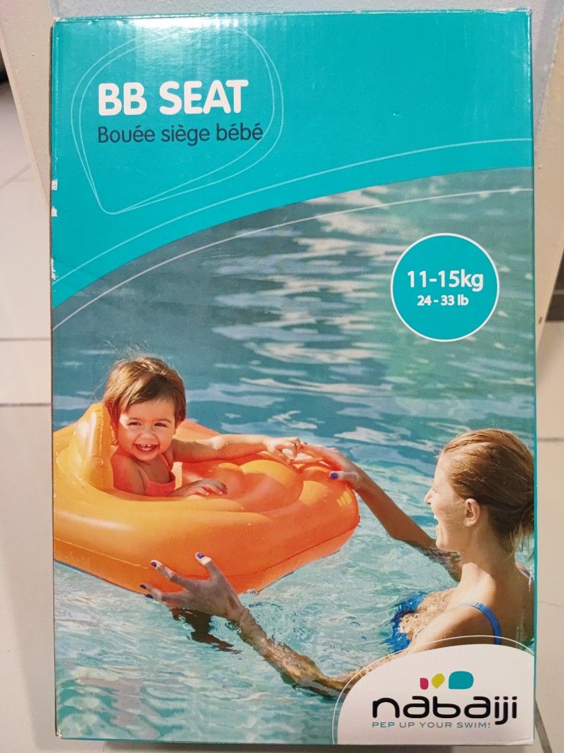 Decathlon NABAIJI Baby s orange inflatable swim ring with seat for infants weighing 11 15 kg