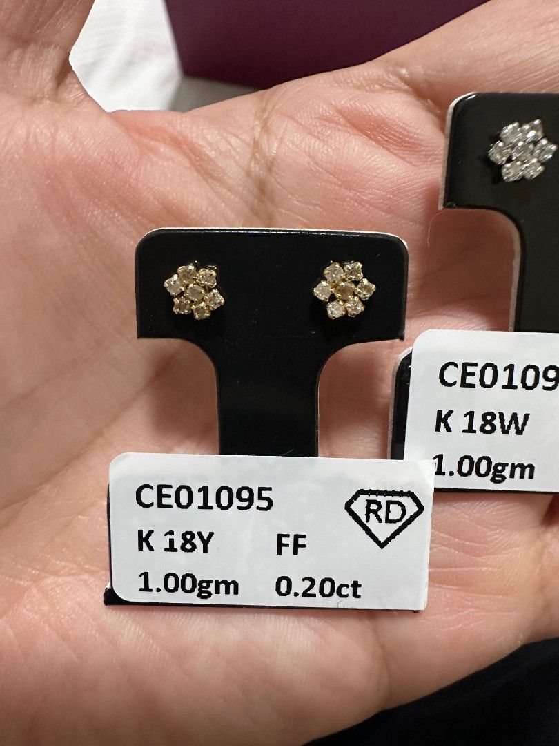 Real Diamond earrings in real 18K gold Women s Fashion Jewelry