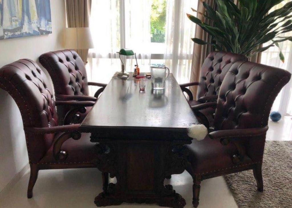 Dining Table Set (Category: Tables & Sets) located in Singapore. Submitted by townhouse (Listing ID 1255047590, Image 1). Description: Beautiful hand carved mahogany dining table. Stunning ornate features like the feet. Bought for far more, sad to let it go but have no space. Their are chairs as well that have recently been recovered .