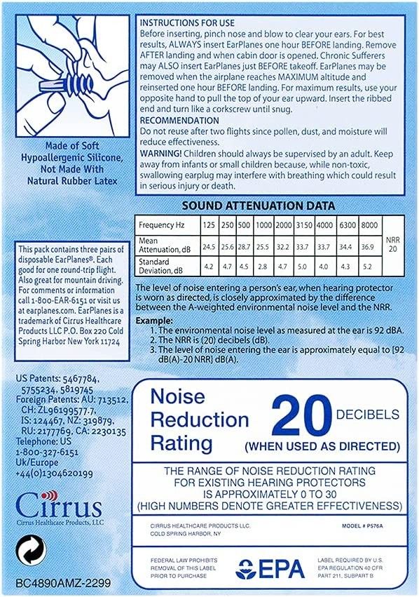 Earplanes Air Pressure Ear Plugs, Beauty & Personal Care, Ear Care on