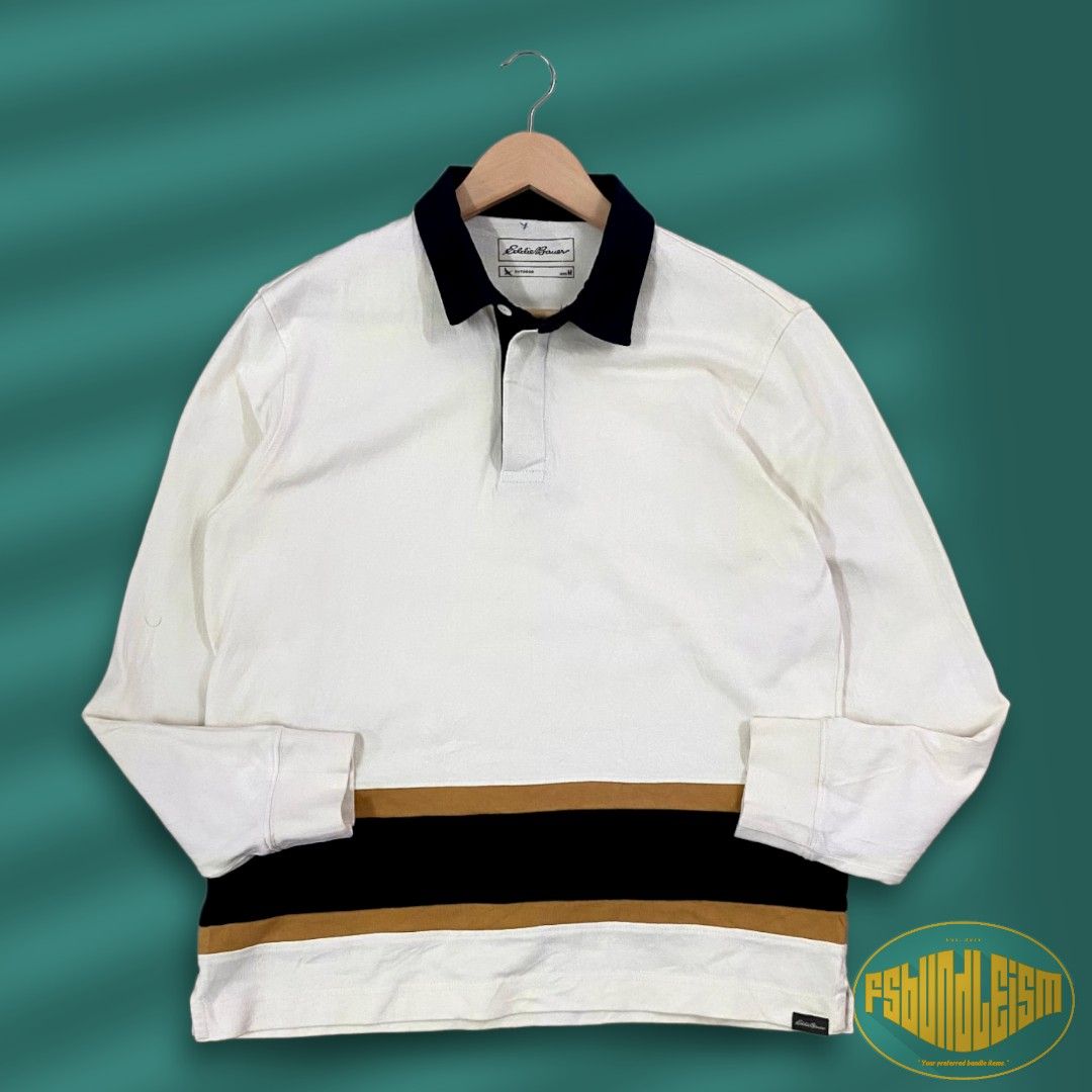 Eddie Bauer Striped Polo Rugby Shirt Longsleeve