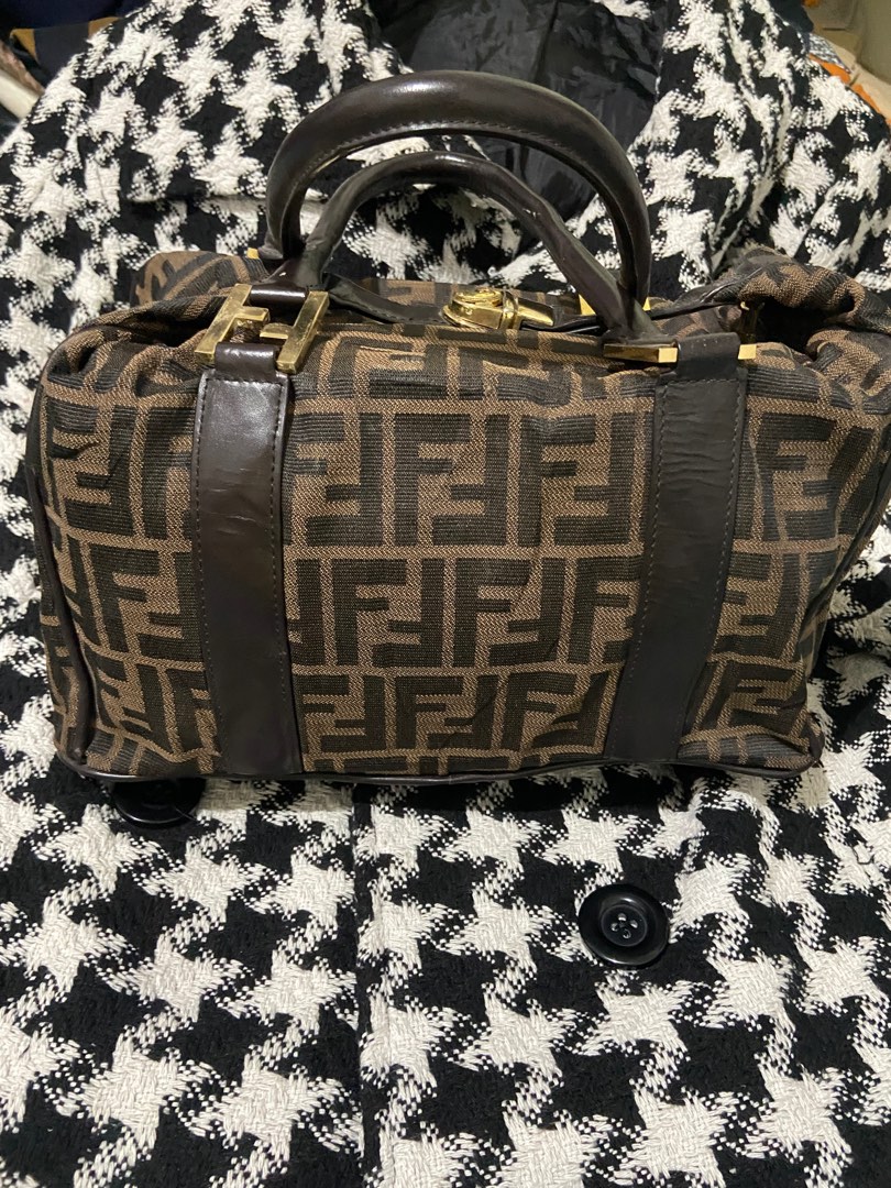 Fendi Vintage Combination Lock Doctor Bag Zucca Canvas Large Brown