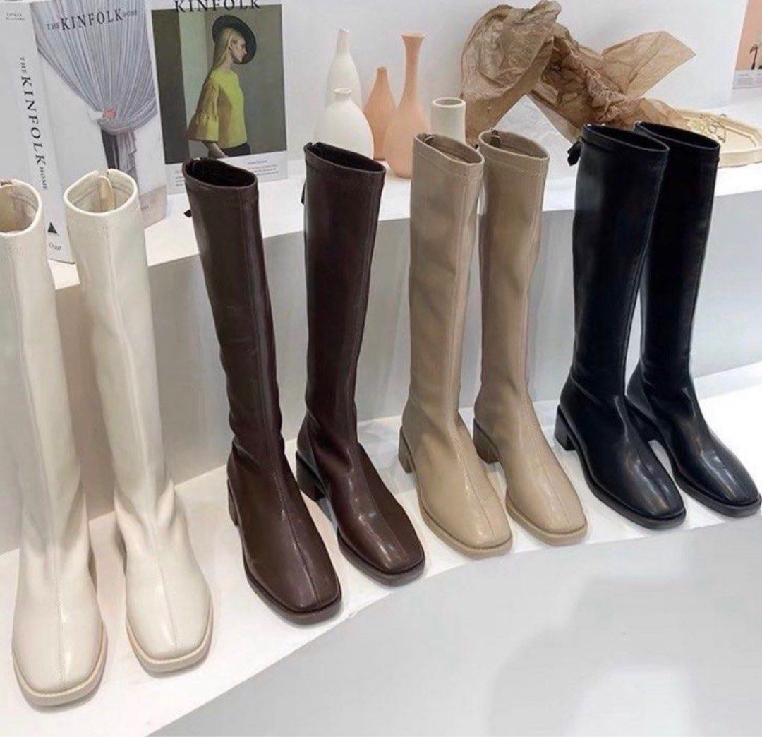 FINAL PC SALE Stylenanda Knee High Cut Rounded Toe Low Block Platform Boots