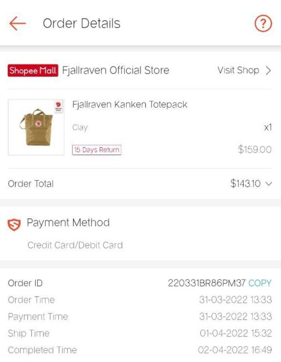 Shopee store kanken bag