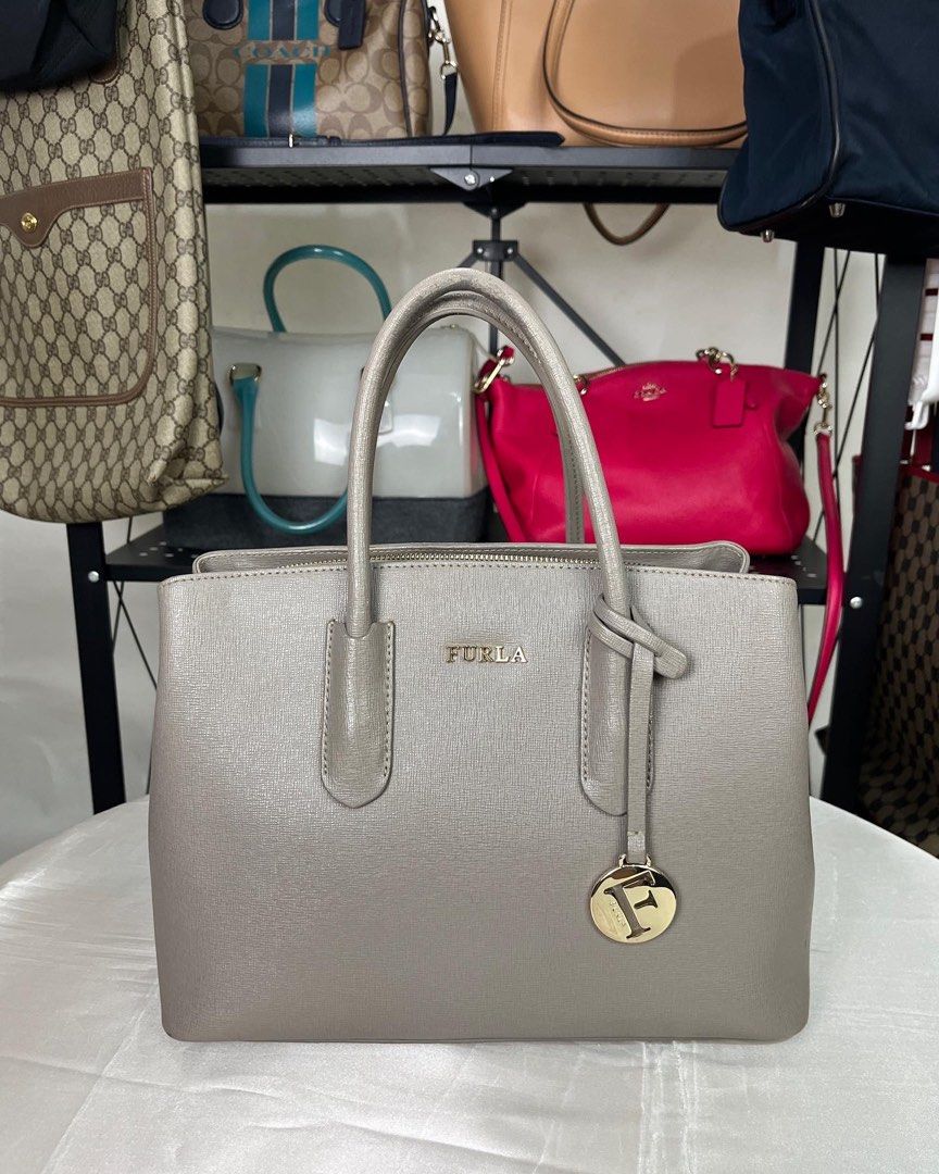 Furla gray outlet leather bag
