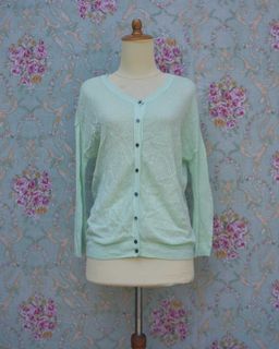 GAP Green Cardigan- made with linen