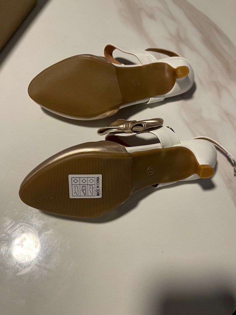 Girls gold 2024 heeled shoes