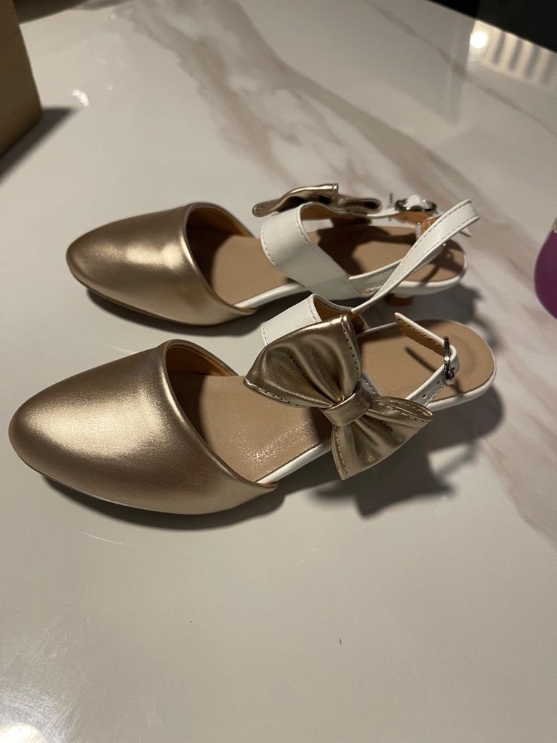 Girls gold clearance heeled shoes