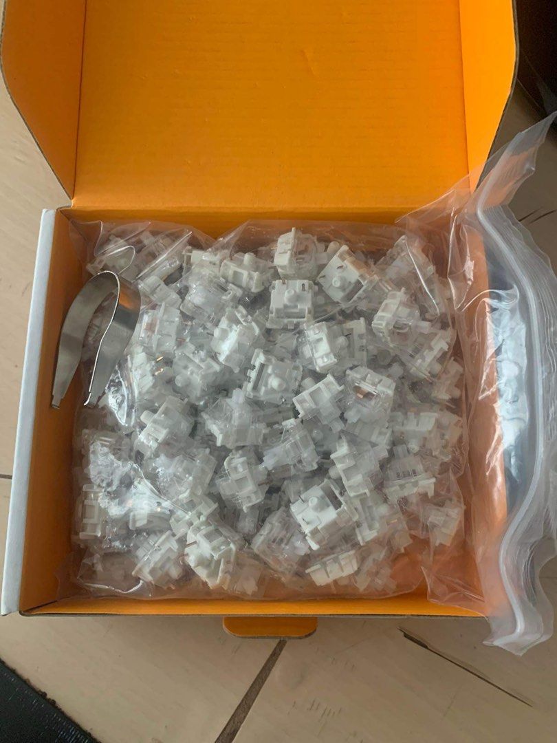 Glorious Gateron Switches 120x (Category: Computer Keyboard) located in Las Pinas. Submitted by louvelleangela (Listing ID 1255043942, Image 3). Description: The lightest touch available, ideal for people who prefer a softer touch when using their keyboard. Minimize finger fatigue. Clear linear 35g silent Bought just last week from datablitz. Only tested it. RFS: Prefer using my Akko wine red switch at 45g..