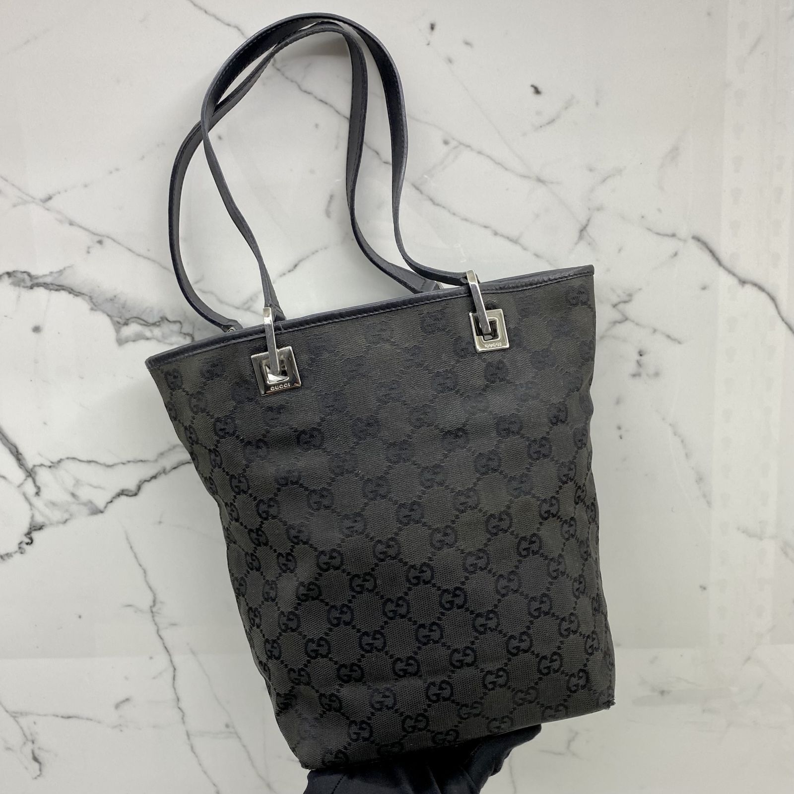 GUCCI 31244 GG BLACK CANVAS TOTE BAG 237027731 AL