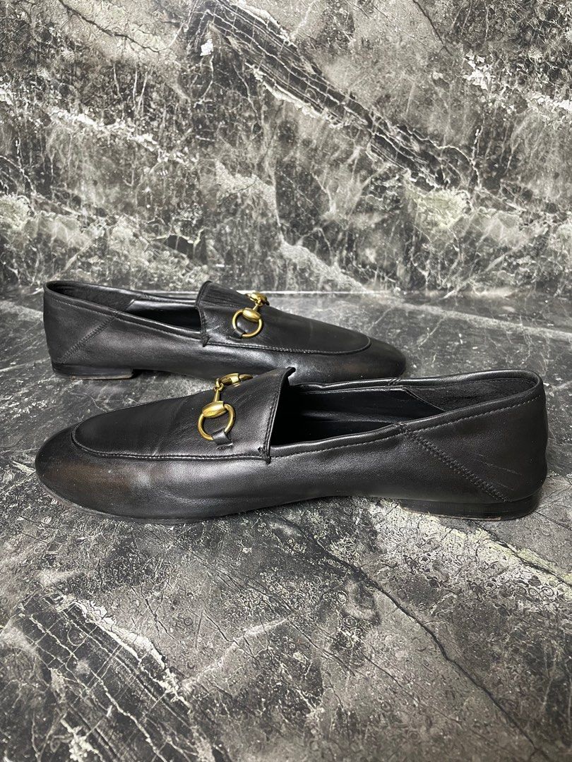 Gucci brixton collapsible leather loafer Fesyen Pria Sepatu Sepatu Formal di Carousell