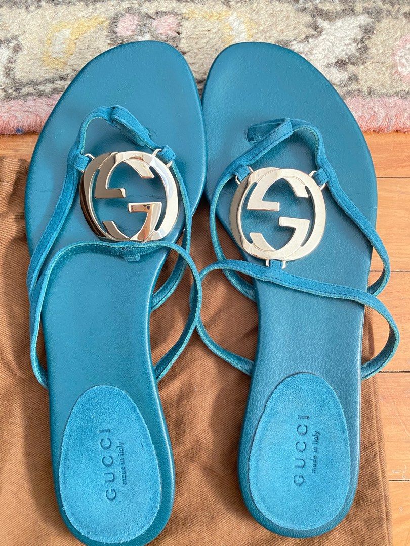 Blue gucci hot sale flip flops