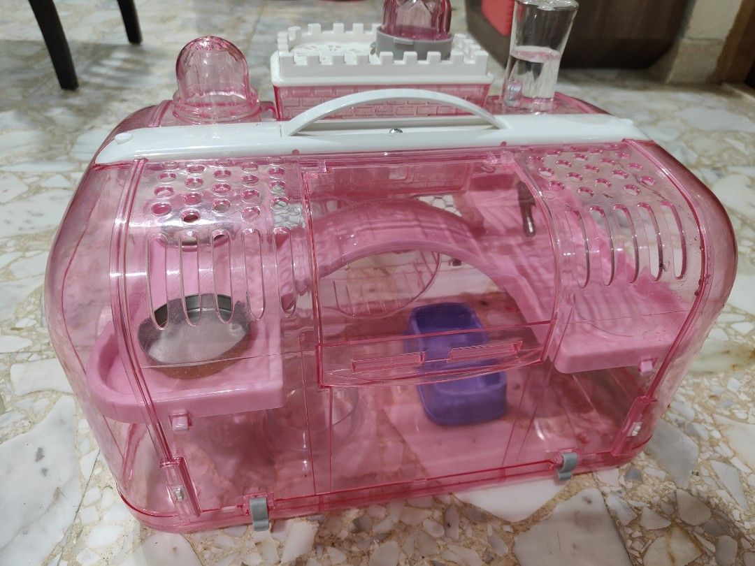 Pink princess castle hamster cage store