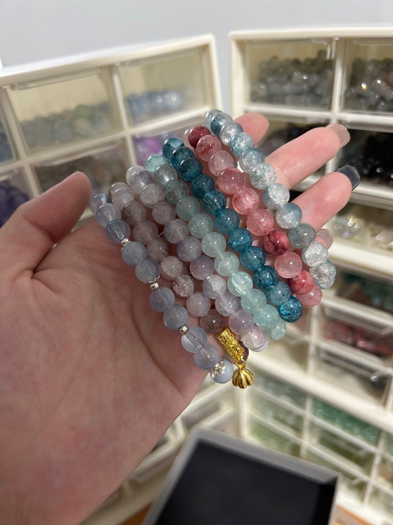 Handmade Bracelet Glass Natural stone beads 8mm Women s