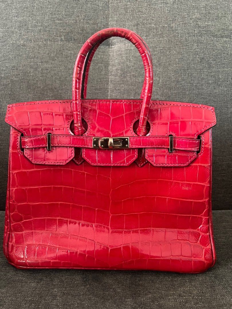 Hermes Braise Red Ferrari Crocodile Birkin 25 Handbag Kelly Bag