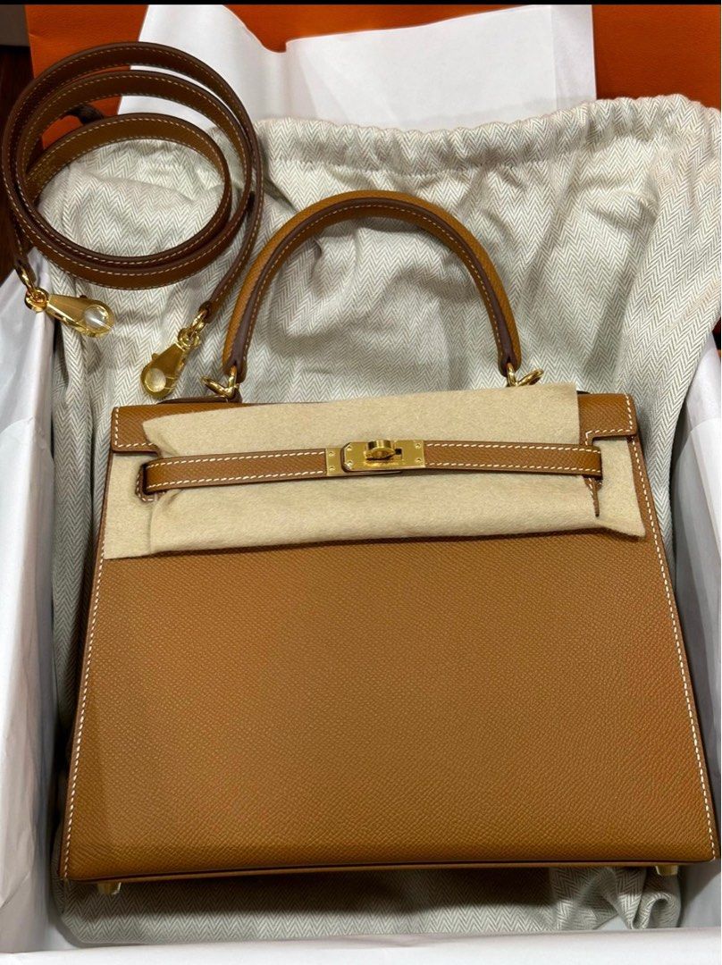 Hermes Kelly 25 Gold in Gold, Luxury, Bags & Wallets on Carousell