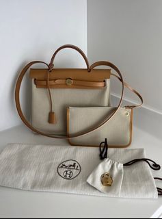 Hermes Herbag Zip 31 Vanille / Natural Sable SHW Stamp Y