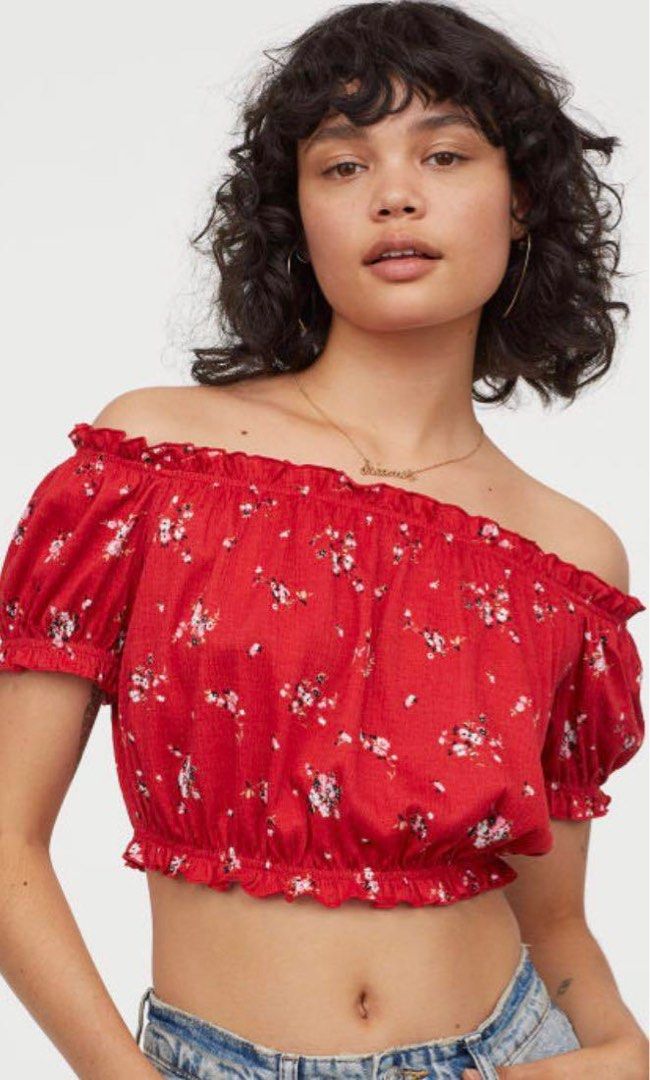 H&m floral off top the shoulder top