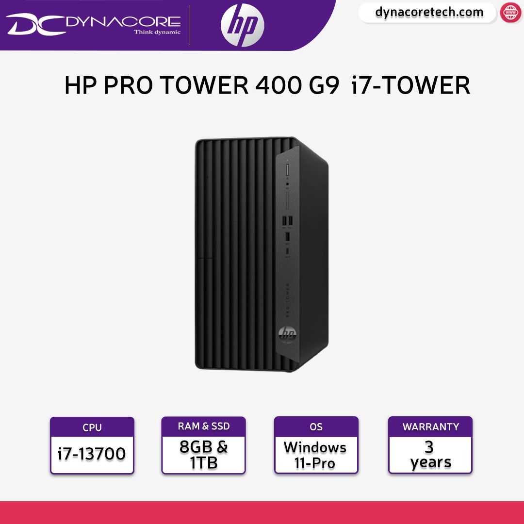 HP PRO TOWER 400 G9 i7-TOWER ( i7-13700 / 8GB RAM / 1TB SSD / Intel®  Integrated Graphics / Win11-Pro) 3YEARS WARRANTY 【BRAND NEW】【DYNACORE】【chat  me
