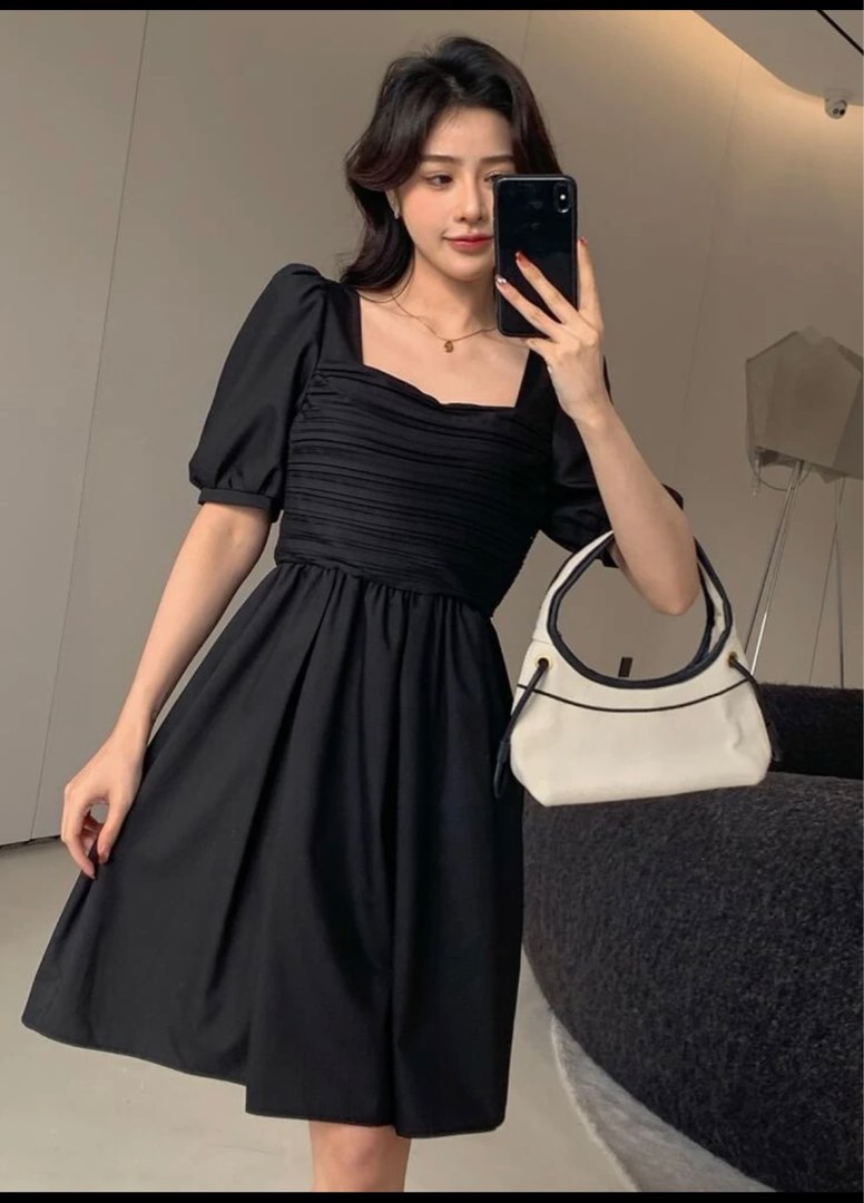 Korean Puff Sleeve Babydoll dress, Women's Fashion, Dresses & Sets ...