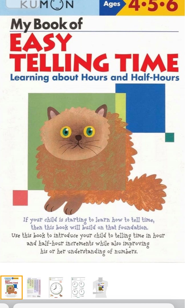 Kumon My Book of Easy Telling Time Learning about Hours and HalfHours