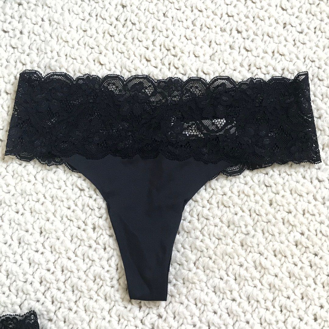 Victoria's Secret PINK Black Lace Thong