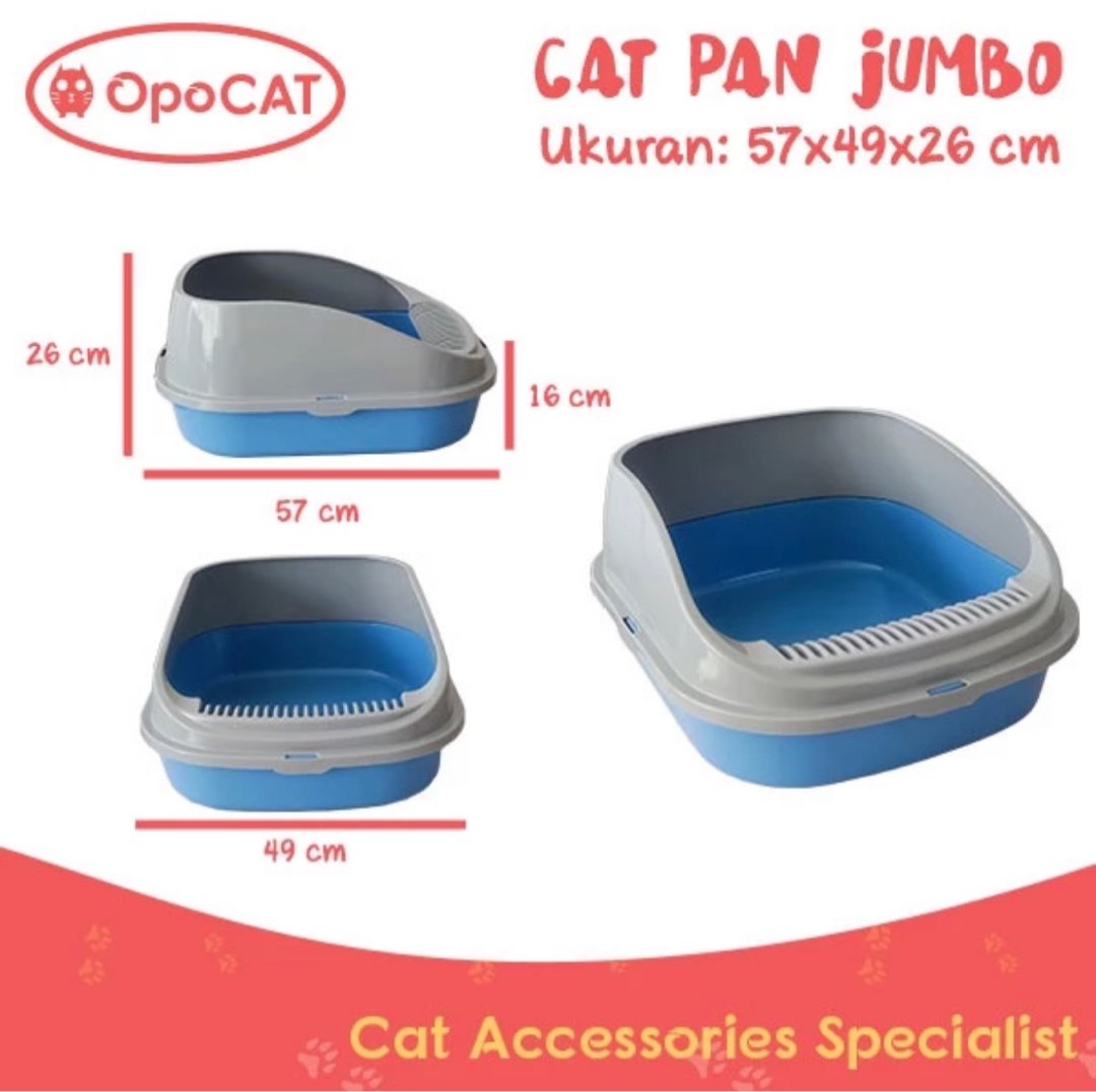 litter Box Kucing Jumbo Bak Pasir Kucing, Perlengkapan Hewan, Aksesoris
