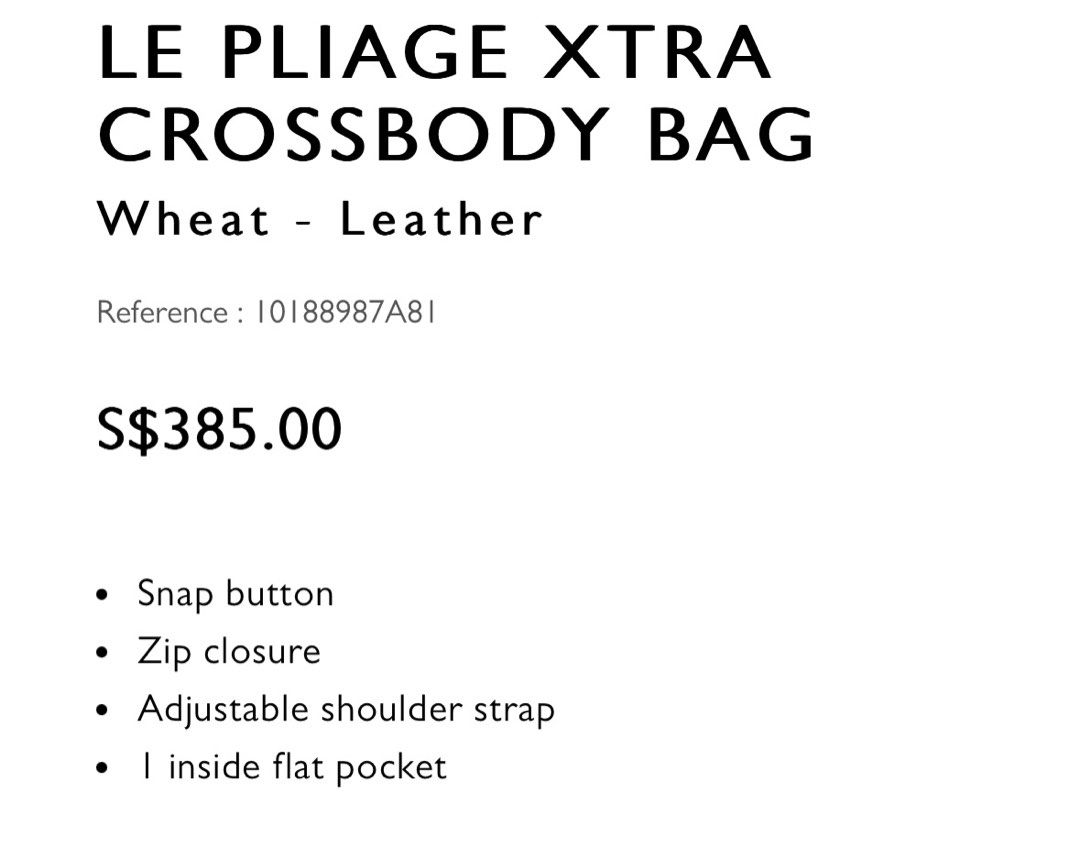 Le Pliage Xtra XS Crossbody bag Wheat - Leather (10188987A81)