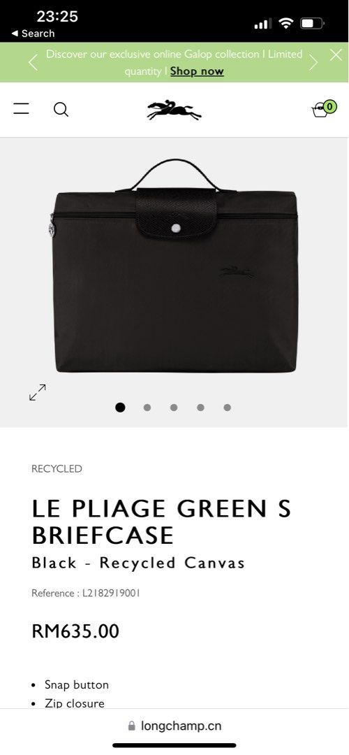 Le Pliage Green S Briefcase Black - Recycled canvas (L2182919001