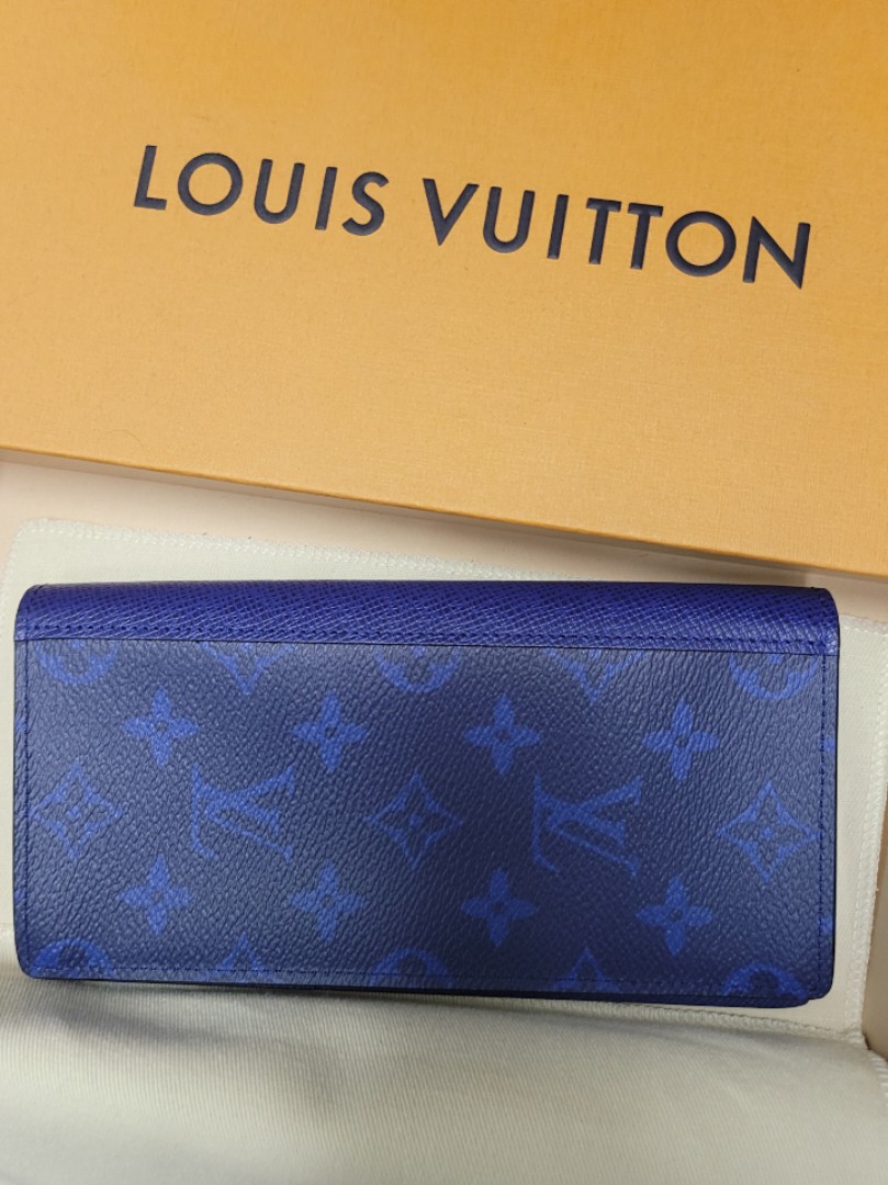 Louis Vuitton Brazza Wallet Navy Blue in Monogram Coated Canvas