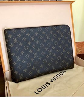 💯% Authentic LV Cream White Monogram Taurillon A4 Pouch Clutch