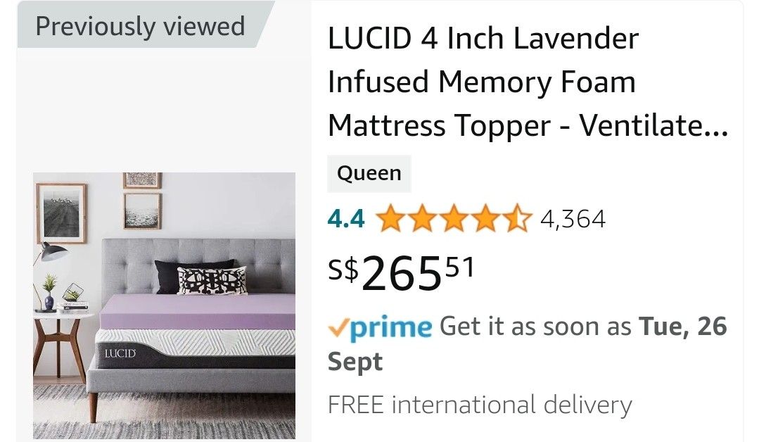 4 Inch Lavender Memory Foam Topper