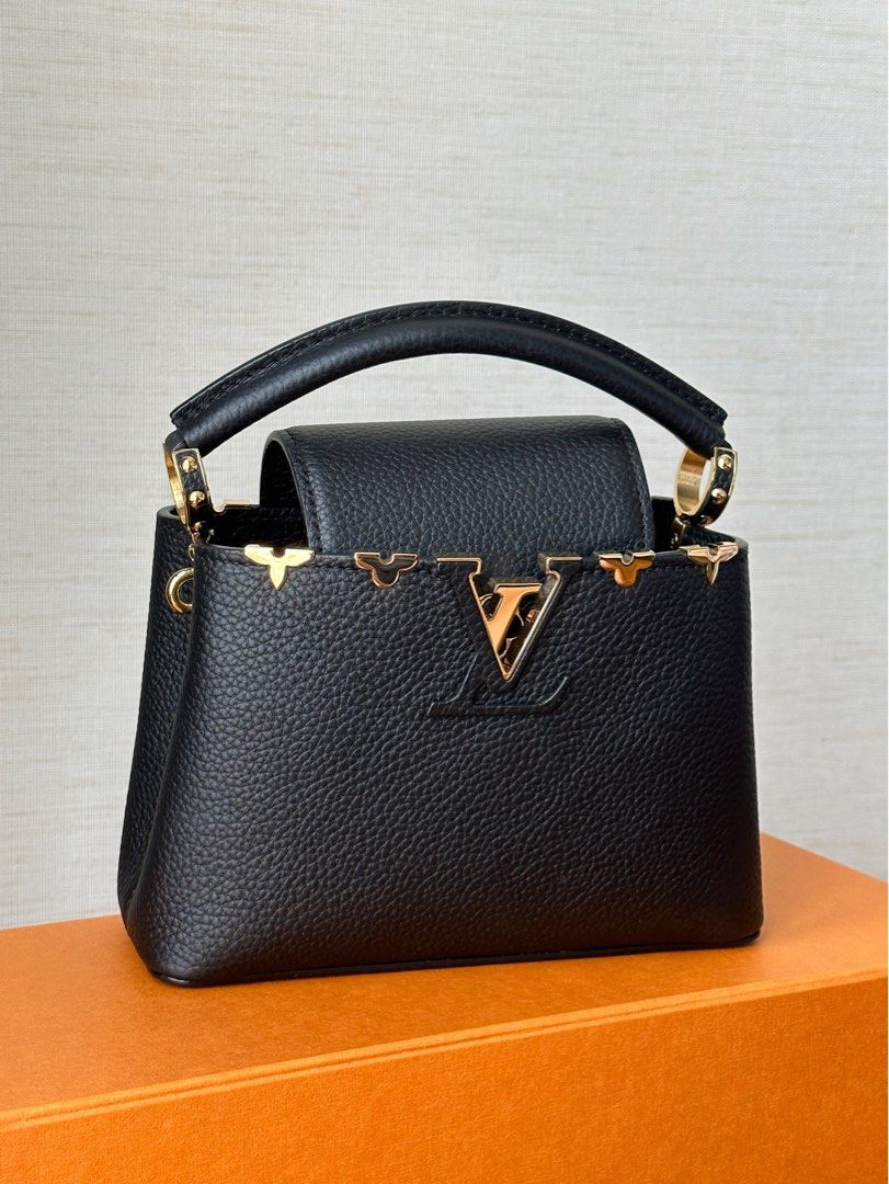 Louis Vuitton, Bags, Soldnew Lv Capucines Mini Black Crown Of Gold Flowers
