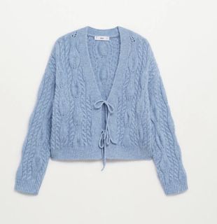 Mango - Combined Knitted Cardigan Sky Blue
