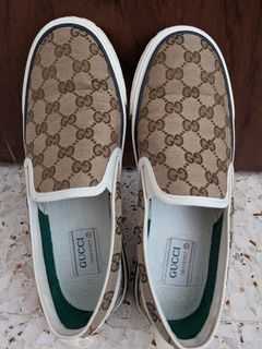 Men's Gucci Tennis 1977 slip-on sneaker in beige and ebony GG canvas