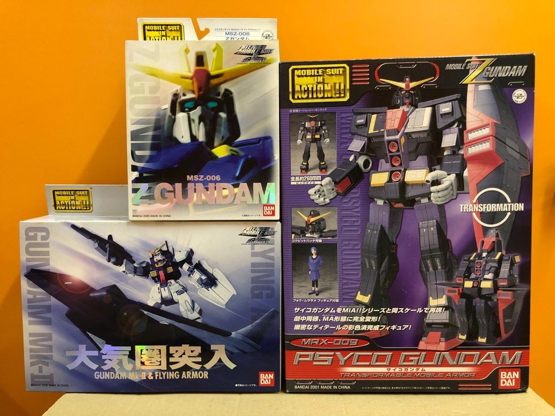 有貨不用問 MIA EMIA GUNDAM - Z 高達 (可變形)、高達 MK-II & FLYING ARMOR、PSYCO GUNDAM 重高達  (可變形) 共三個 注意內容及交收安排 不散賣 不議價 (MOBILE SUIT IN ACTION MS MSIA UC 0079 ZETA 