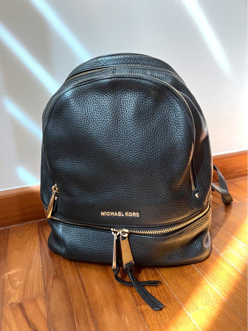 Michael Kors Rhea Medium Backpack Black Authentic, Women's Fashion ...