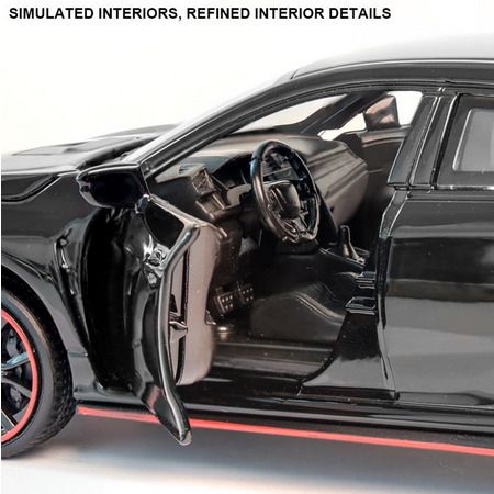 1/32 Honda Civic Type R Alloy Model Car Toy Miniature Simulation Diecast  with Sound Light Collection Models Toys Children Gifts