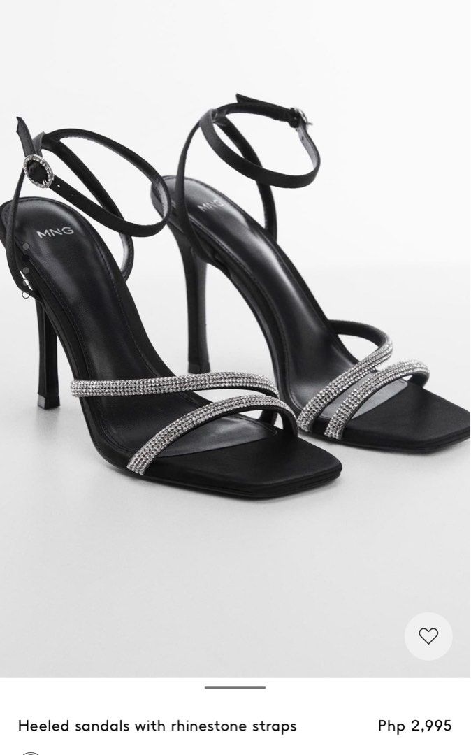 MNG Heeled Sandals with Rhinestone Straps (Category: Heels) located in Taguig. Submitted by claudiax (Listing ID 1255068588, Image 1). Description: Wore it for 30 mins at 1 event Size too small for me size: 6.