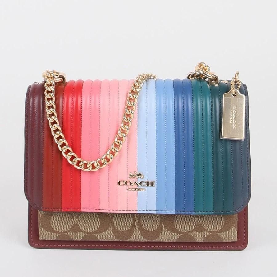 Mini wallet on a chain with rainbow linear quilting store