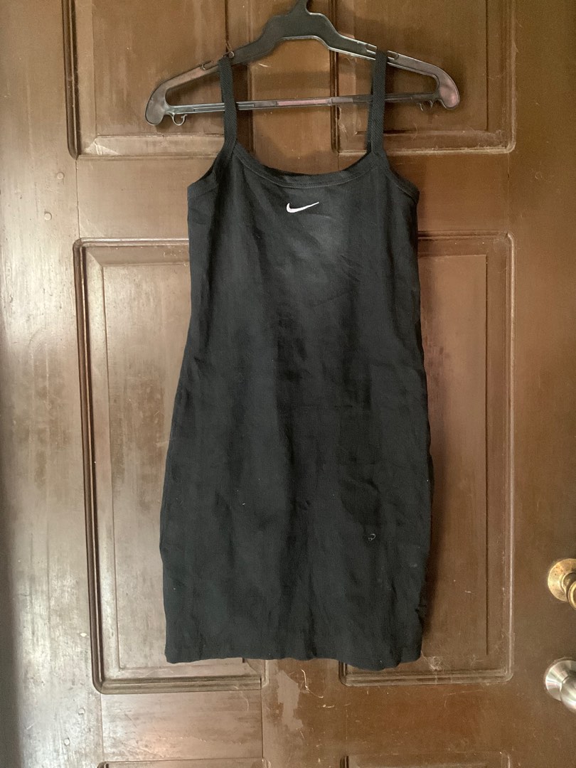 Nike cream ribbed bodycon mini swoosh dress sales