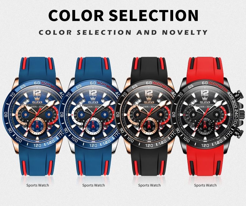 OLEVS 9936 Orologi Calendar Men Quartz Quality Silica Gel Band Watches Wrist Watch Sports Waterproof Relojes Dual Moveme